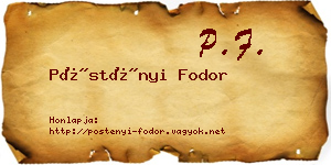 Pöstényi Fodor névjegykártya